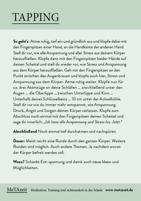 Tapping: Beschreibung der Übung