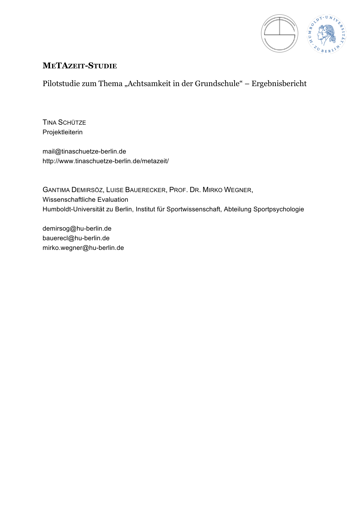 Studienbericht, Seite 1